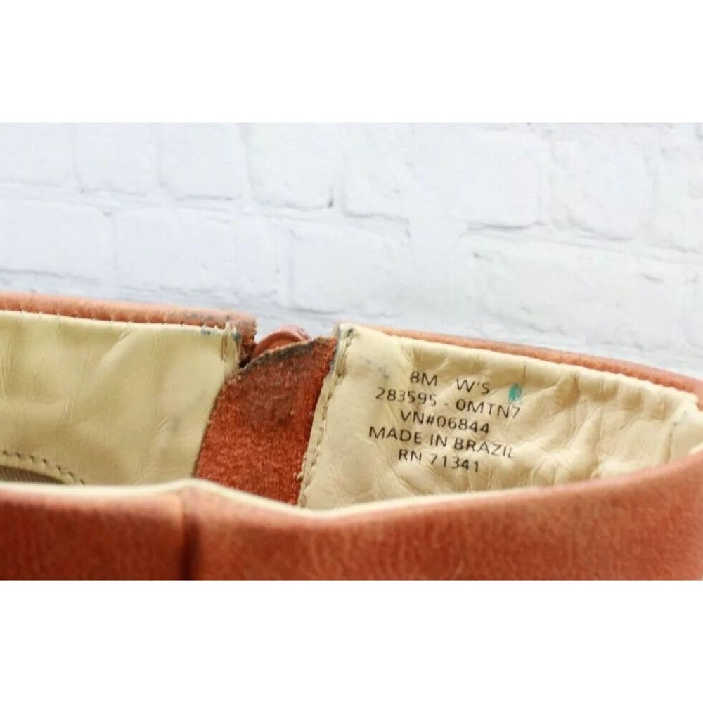 LL Bean Burnt Orange Leather Cap Toe Block Heel Side Zip Boots Size 8 M - Picture 7 of 9